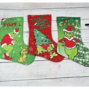 The Grinch Christmas Stockings Lot of 3 Red Green 18" Holiday Decor NEW